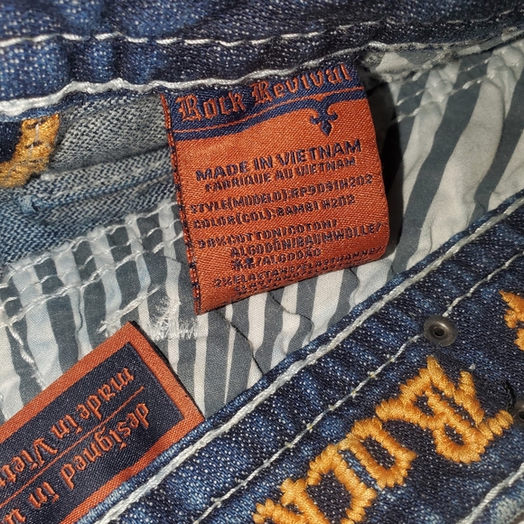 Rock Revival Bambi Denim Shorts Women's 28 Blue Jean Booty Embroided Bling Cut - Picture 8 of 16